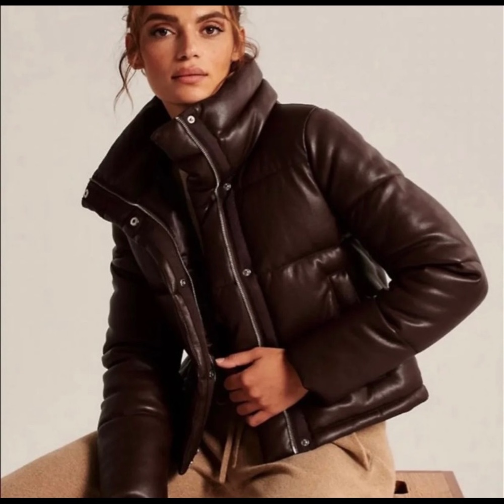 Abercrombie Faux Leather Mini Puffer Jacket